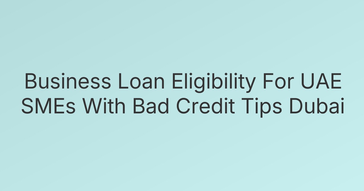 Business Loan Eligibility For UAE SMEs With Bad Credit Tips Dubai
