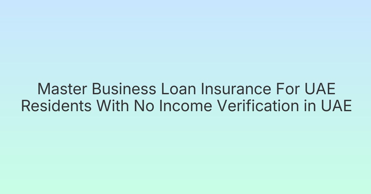 Master Business Loan Insurance For UAE Residents With No Income Verification in UAE