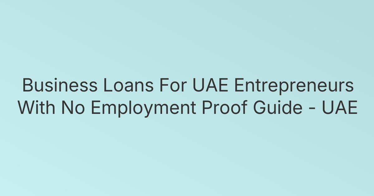 Business Loans For UAE Entrepreneurs With No Employment Proof Guide - UAE