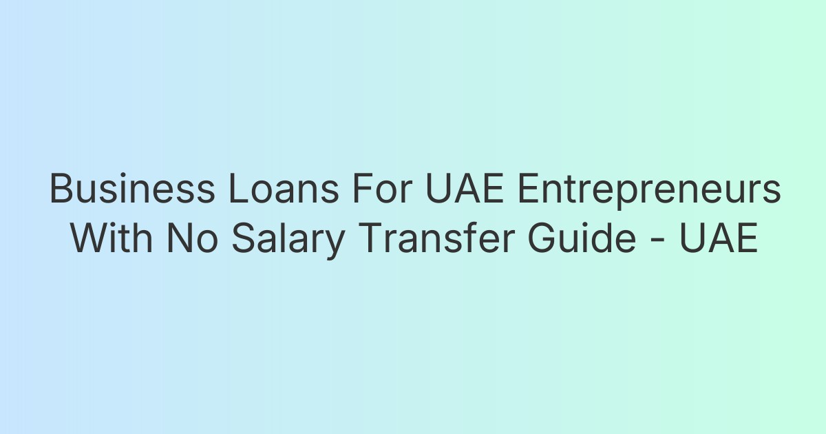 Business Loans For UAE Entrepreneurs With No Salary Transfer Guide - UAE