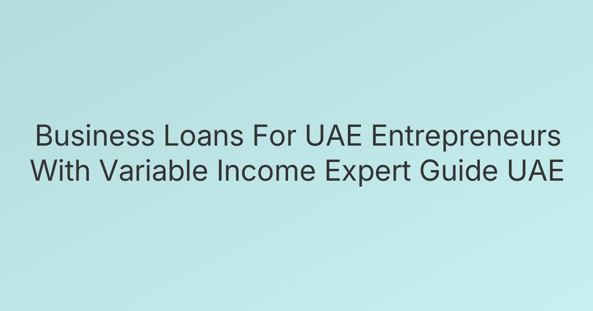 Business Loans For UAE Entrepreneurs With Variable Income Expert Guide UAE