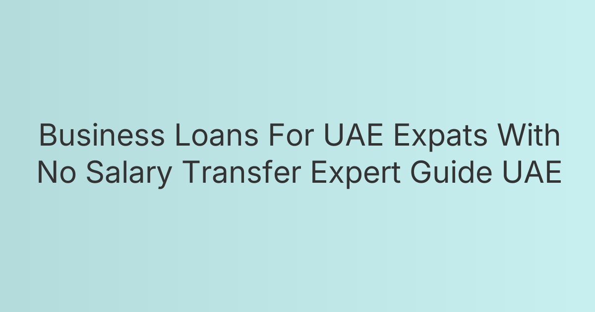 Business Loans For UAE Expats With No Salary Transfer Expert Guide UAE