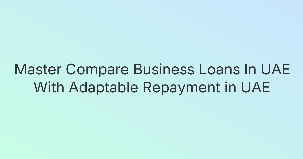Master Compare Business Loans In UAE With Adaptable Repayment in UAE