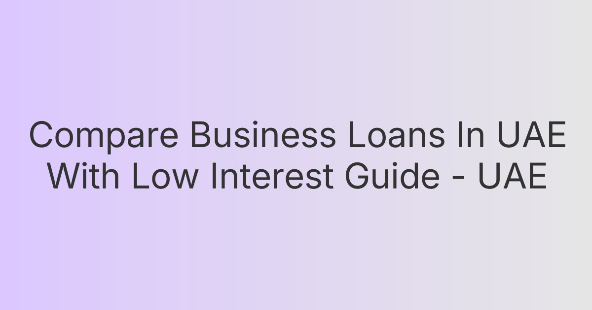 Compare Business Loans In UAE With Low Interest Guide - UAE