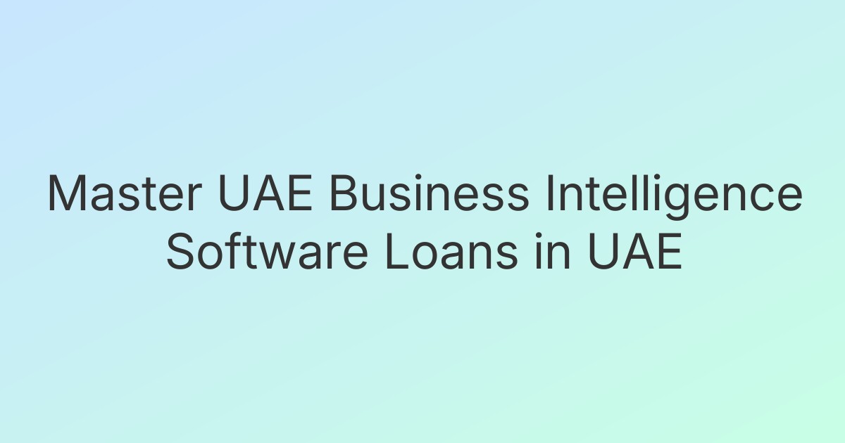 Master UAE Business Intelligence Software Loans in UAE
