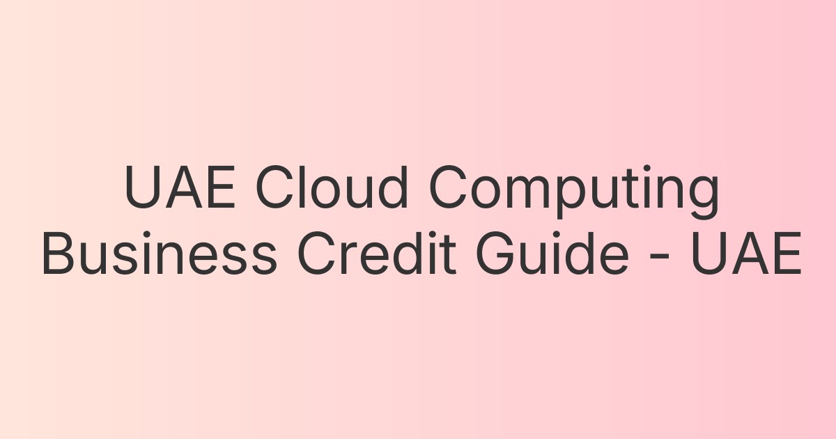 UAE Cloud Computing Business Credit Guide - UAE