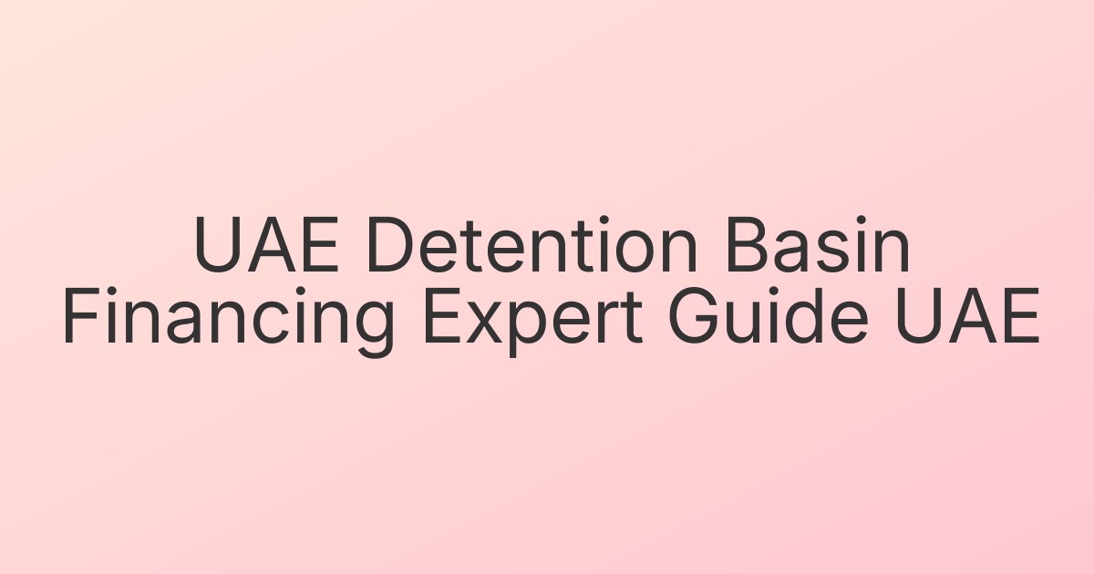 UAE Detention Basin Financing Expert Guide UAE