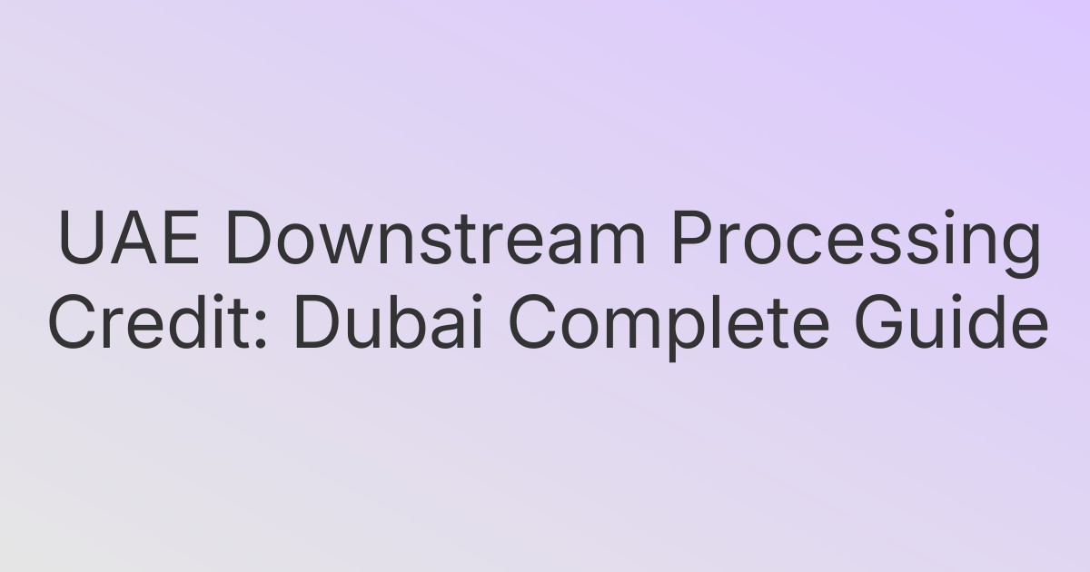 UAE Downstream Processing Credit: Dubai Complete Guide