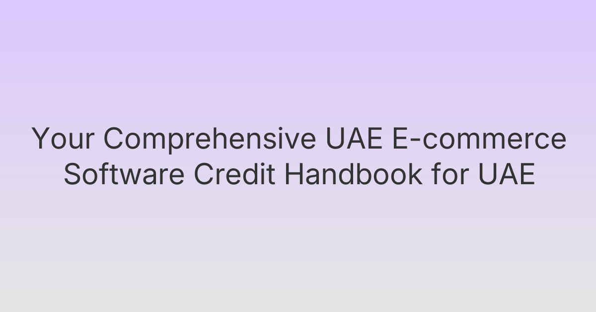 Your Comprehensive UAE E-commerce Software Credit Handbook for UAE