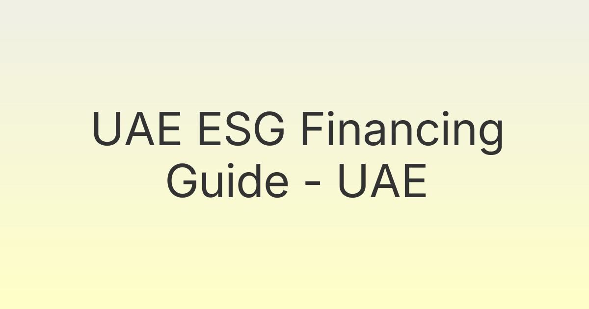 UAE ESG Financing Guide - UAE