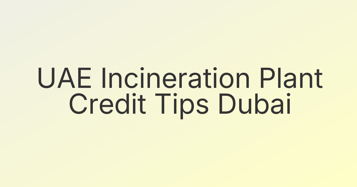 UAE Incineration Plant Credit Tips Dubai