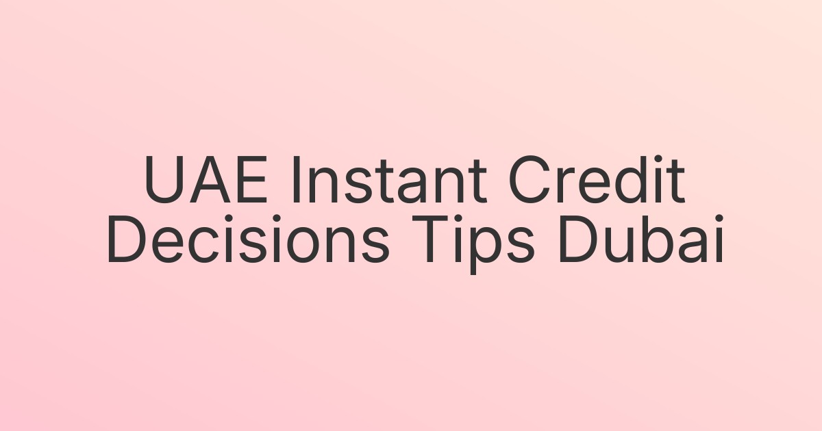 UAE Instant Credit Decisions Tips Dubai