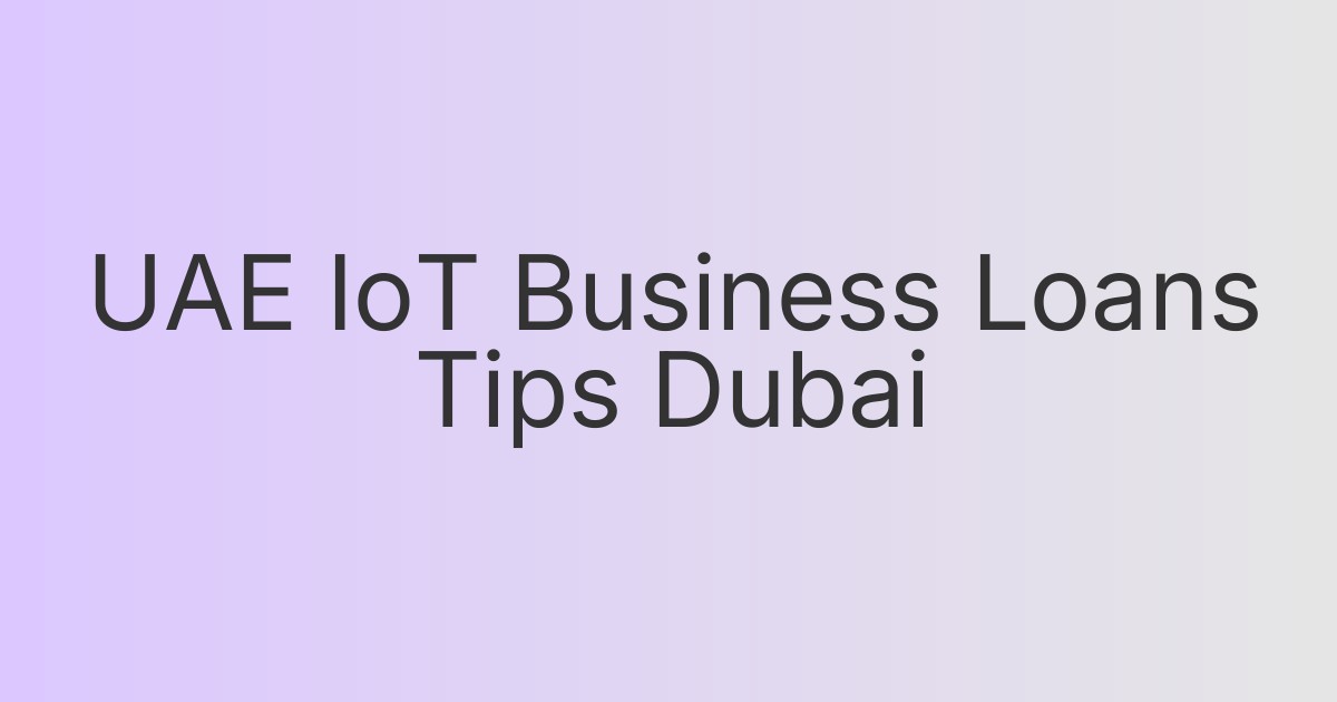UAE IoT Business Loans Tips Dubai