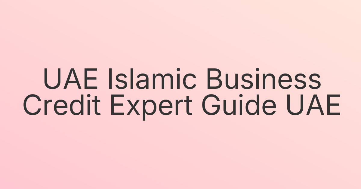 UAE Islamic Business Credit Expert Guide UAE