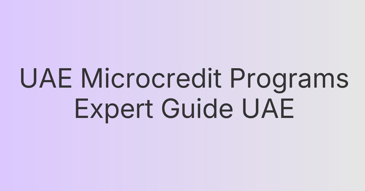 UAE Microcredit Programs Expert Guide UAE