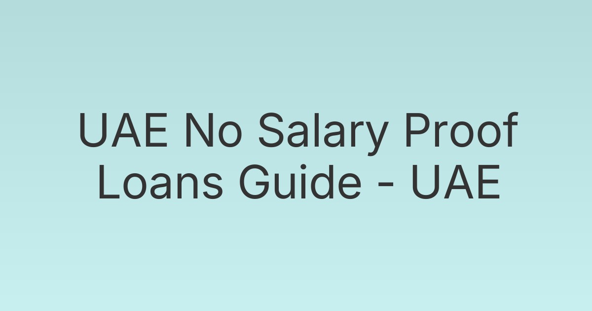 UAE No Salary Proof Loans Guide - UAE