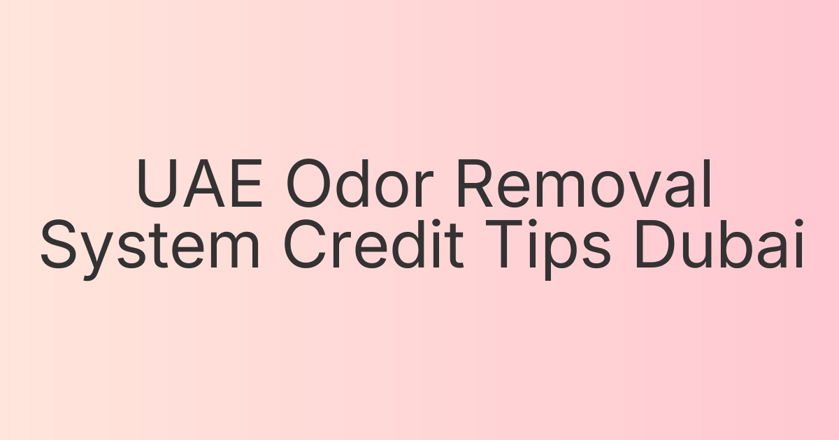 UAE Odor Removal System Credit Tips Dubai