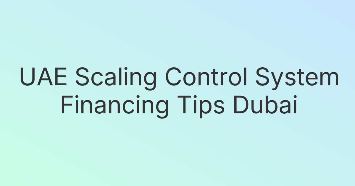 UAE Scaling Control System Financing Tips Dubai