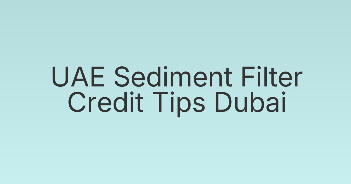 UAE Sediment Filter Credit Tips Dubai
