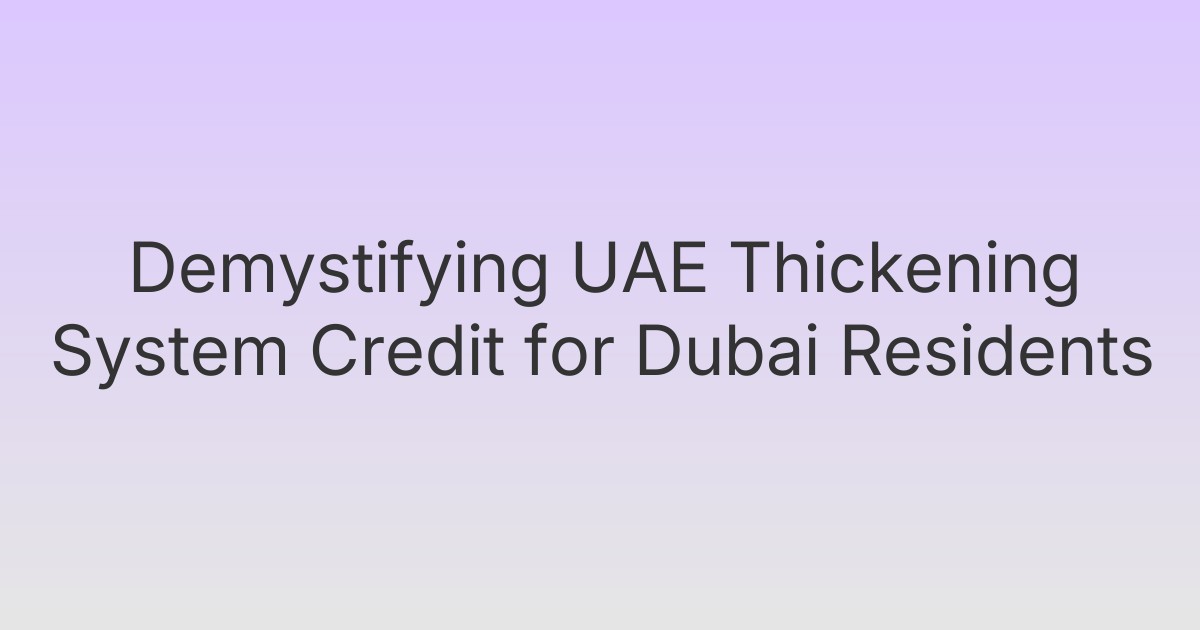 Demystifying UAE Thickening System Credit for Dubai Residents