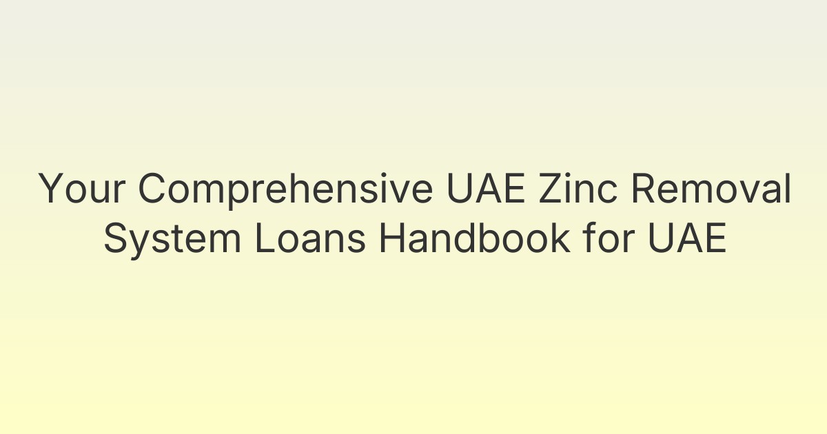 Your Comprehensive UAE Zinc Removal System Loans Handbook for UAE